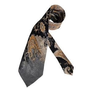 ROBERTO CAVALLI Black/Brown/Gray Paisley Silk LUXURY Tie ITALY